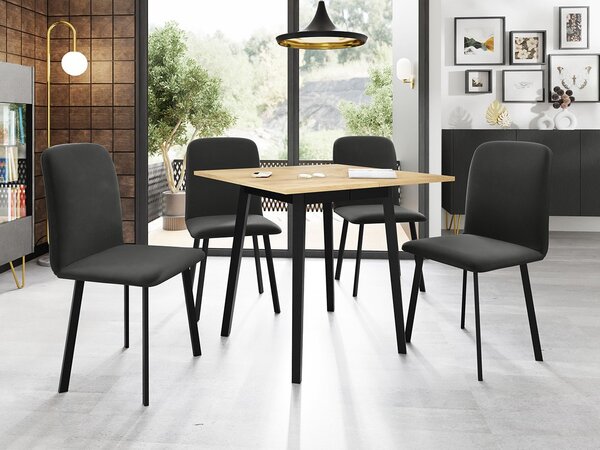Mirjan24 Jedálensky set so 4 stoličkami Renkiz S 85/85, Farby:: Amor Velvet 4302, Farby:: dub kraft zlatý / čierna 5903211305924