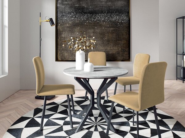 Mirjan24 Jedálensky set so 4 stoličkami Kirtore M 90, Farby:: Amor Velvet 4302, Farby:: biela / čierna 5903211306174