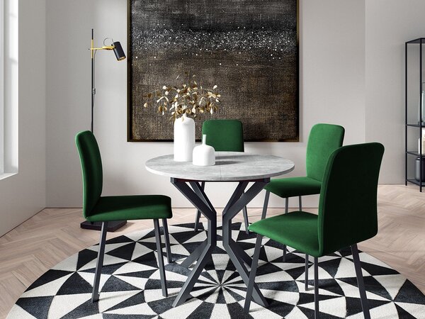 Mirjan24 Jedálensky set so 4 stoličkami Kirtore M 90, Farby:: Amor Velvet 4302, Farby:: biela / čierna 5903211306174