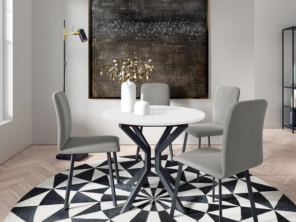 Mirjan24 Jedálensky set so 4 stoličkami Kirtore M 90, Farby:: Amor Velvet 4302, Farby:: biela / čierna 5903211306174