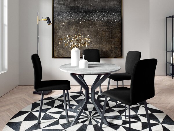 Mirjan24 Jedálensky set so 4 stoličkami Kirtore M 90, Farby:: Amor Velvet 4302, Farby:: biela / čierna 5903211306174