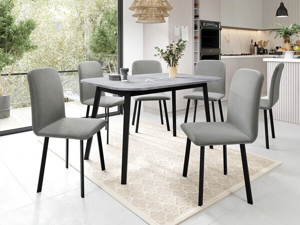 Mirjan24 Jedálensky set so 6 stoličkami Grazpen S 130x80, Farby:: dub kraft zlatý / čierna, Dostupné poťahy: Amor Velvet 4322 5903211306068
