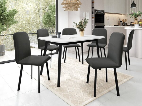 Mirjan24 Jedálensky set so 6 stoličkami Grazpen S 130x80, Farby:: dub kraft zlatý / čierna, Dostupné poťahy: Amor Velvet 4322 5903211306068