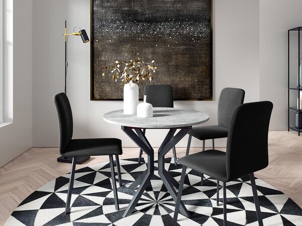 Mirjan24 Jedálensky set so 4 stoličkami Kirtore M 90, Farby:: Amor Velvet 4302, Farby:: biela / čierna 5903211306174