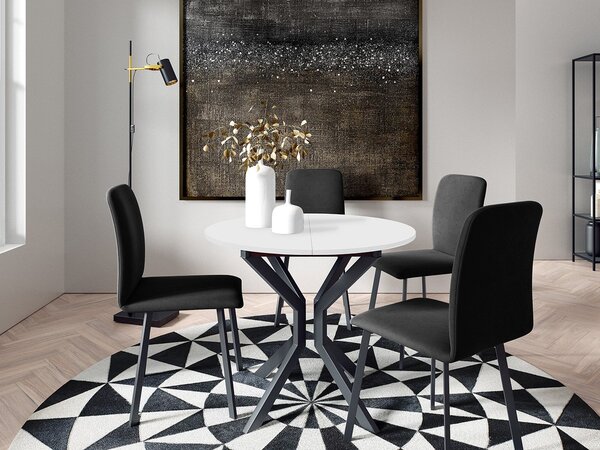 Mirjan24 Jedálensky set so 4 stoličkami Kirtore M 90, Farby:: Amor Velvet 4302, Farby:: biela / čierna 5903211306174
