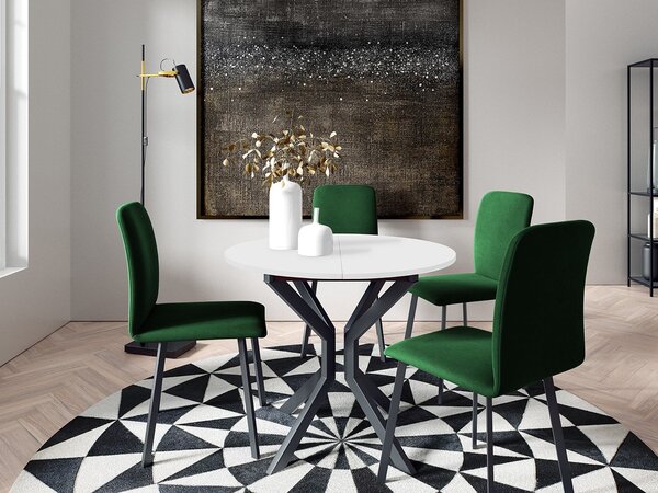 Mirjan24 Jedálensky set so 4 stoličkami Kirtore M 90, Farby:: Amor Velvet 4302, Farby:: biela / čierna 5903211306174