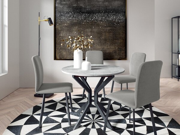Mirjan24 Jedálensky set so 4 stoličkami Kirtore M 90, Farby:: Amor Velvet 4302, Farby:: biela / čierna 5903211306174