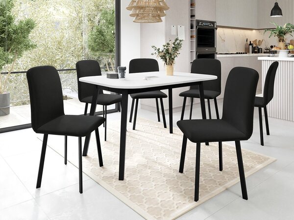 Mirjan24 Jedálensky set so 6 stoličkami Grazpen S 130x80, Farby:: dub kraft zlatý / čierna, Dostupné poťahy: Amor Velvet 4322 5903211306068