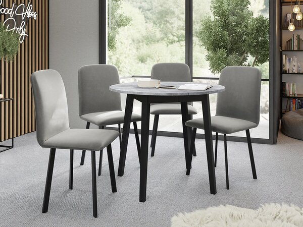 Mirjan24 Jedálensky set Kirtore S 90 so 4 stoličkami Lekoz, Farby:: biela / čierna, Dostupné poťahy: Amor Velvet 4322 5903211306365
