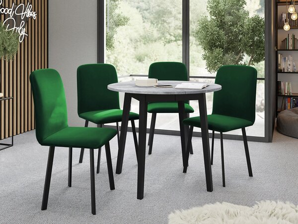 Mirjan24 Jedálensky set Kirtore S 90 so 4 stoličkami Lekoz, Farby:: biela / čierna, Dostupné poťahy: Amor Velvet 4322 5903211306365