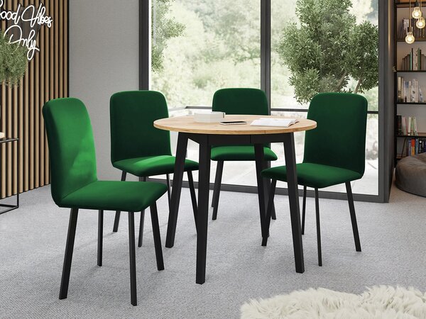 Mirjan24 Jedálensky set Kirtore S 90 so 4 stoličkami Lekoz, Farby:: biela / čierna, Dostupné poťahy: Amor Velvet 4322 5903211306365