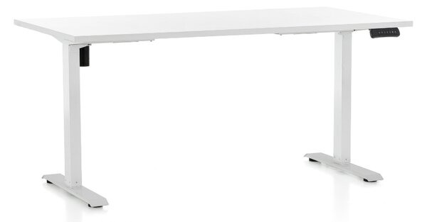 Výškovo nastaviteľný stôl OfficeTech B, 160 x 80 cm, biela podnož, biela