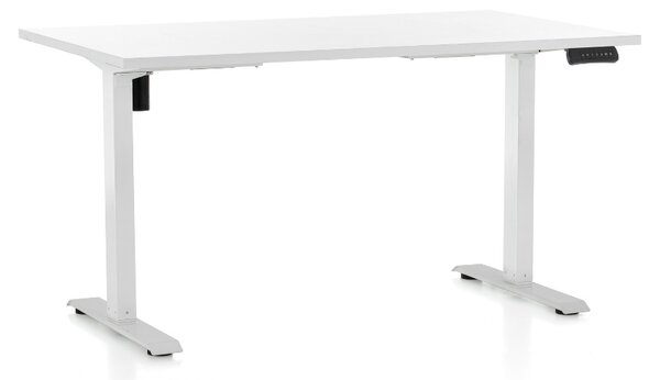 Výškovo nastaviteľný stôl OfficeTech B, 140 x 80 cm, biela podnož, biela