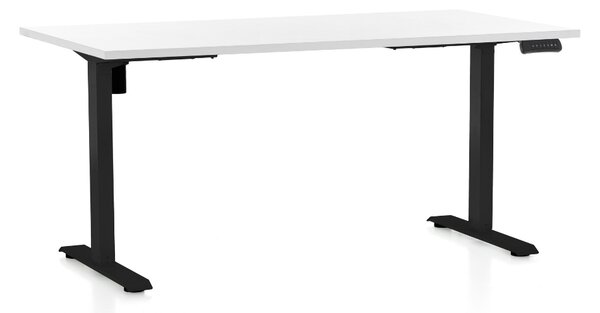 Výškovo nastaviteľný stôl OfficeTech B, 160 x 80 cm, čierna podnož, biela