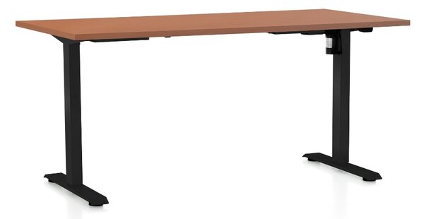 Výškovo nastaviteľný stôl OfficeTech A, 160 x 80 cm, čierna podnož, čerešňa