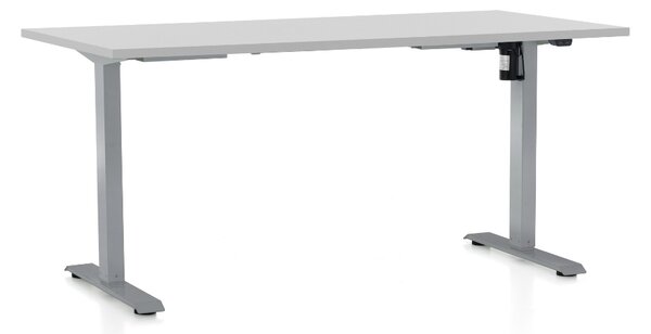 Výškovo nastaviteľný stôl OfficeTech A, 160 x 80 cm, sivá podnož, svetlo sivá