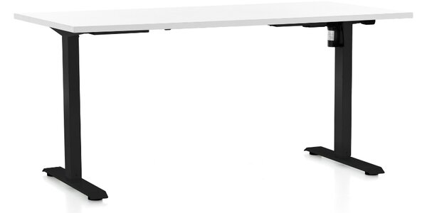 Výškovo nastaviteľný stôl OfficeTech A, 160 x 80 cm, čierna podnož, biela