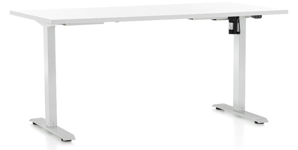 Výškovo nastaviteľný stôl OfficeTech A, 160 x 80 cm, biela podnož, biela