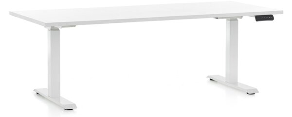 Výškovo nastaviteľný stôl OfficeTech D, 180 x 80 cm, biela podnož, biela