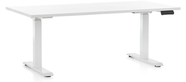 Výškovo nastaviteľný stôl OfficeTech D, 160 x 80 cm, biela podnož, biela