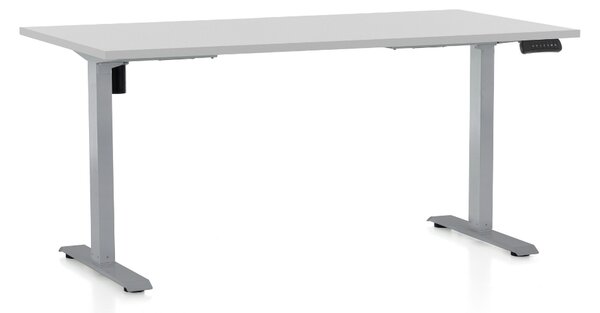 Výškovo nastaviteľný stôl OfficeTech B, 160 x 80 cm, sivá podnož, svetlo sivá