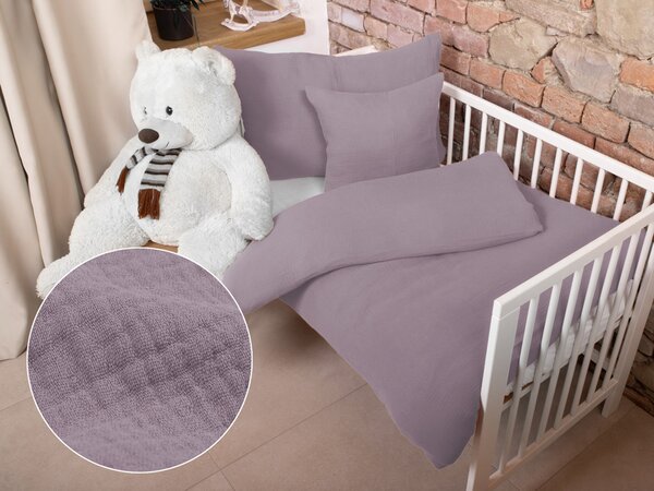 Biante Detské mušelínové posteľné obliečky do postieľky Nature MSN-013 Pastelovo fialové Do postieľky 90x140 a 40x60 cm