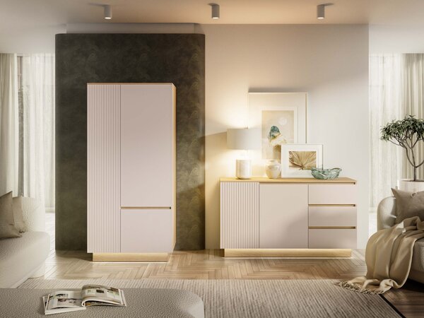 DVOJDVEROVÁ ŠATNÍKOVÁ SKRIŇA AMARIS KAŠMÍR DUB MAVELIE LED 90 cm