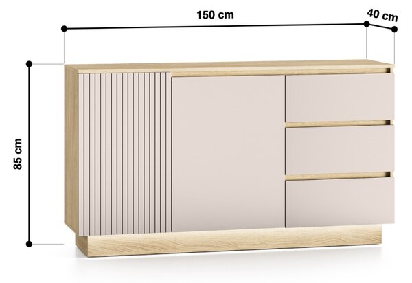 KOMODA AMARIS KAŠMÍR DUB MAVELIE LED 150 cm