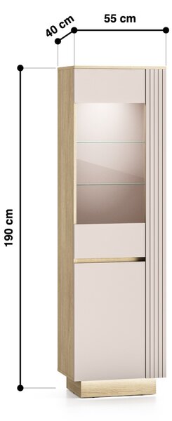 VITRÍNA AMARIS KAŠMÍR DUB MAVELIE LED 55 cm
