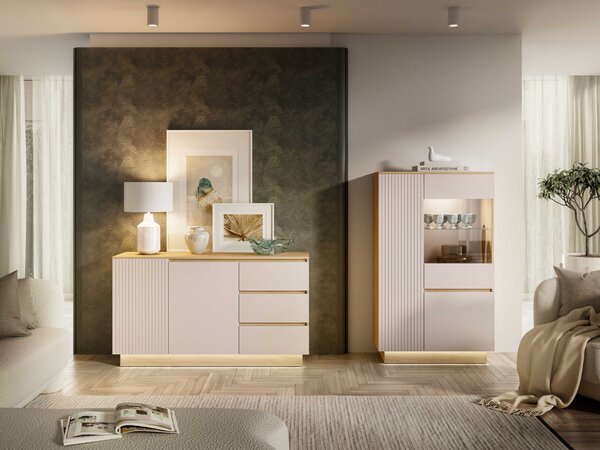KOMODA AMARIS KAŠMÍR DUB MAVELIE LED 150 cm