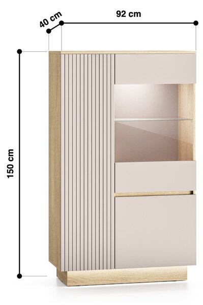 VITRÍNA AMARIS KAŠMÍR DUB MAVELIE LED 90 cm