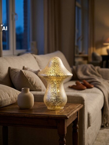 Sinsay - LED stolná lampa v tvare huby - strieborná