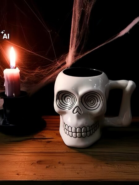 Sinsay - Hrnček s halloweenskym motívom - biela
