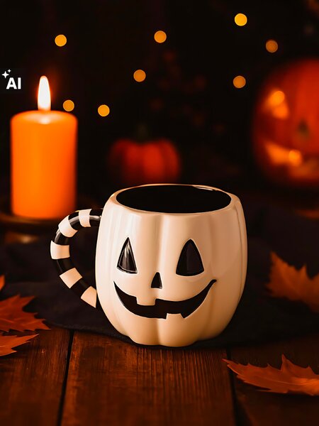 Sinsay - Hrnček s halloweenskym motívom - biela