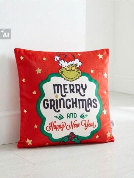 Sinsay - Obliečka na vankúš s vianočným motívom Grinch - červená