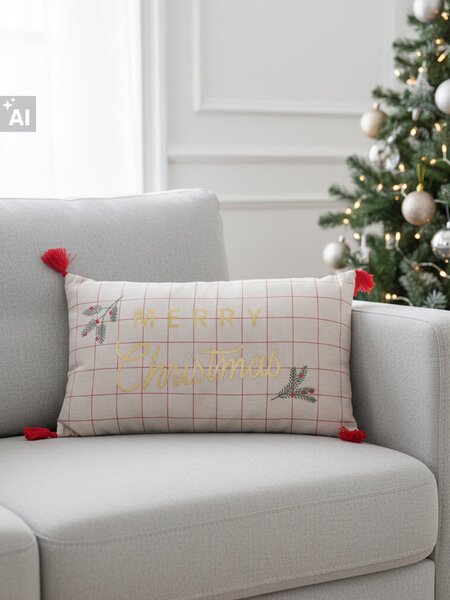 Sinsay - Vianočný vankúš s nápisom „Merry Christmas” - viacfarebná