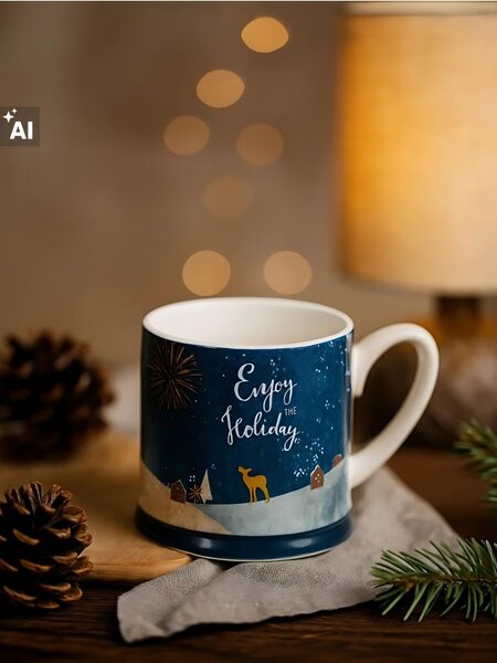 Sinsay - Keramický vianočný hrnček s nápisom „Enjoy the Holiday“ - viacfarebná