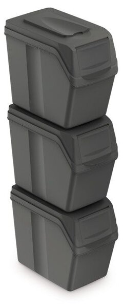 Set košov na triedený odpad, 3 x 20 l, sivá