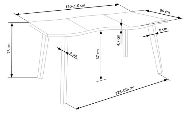 Jedálenský stôl Dickson 150 cm, dub / čierna