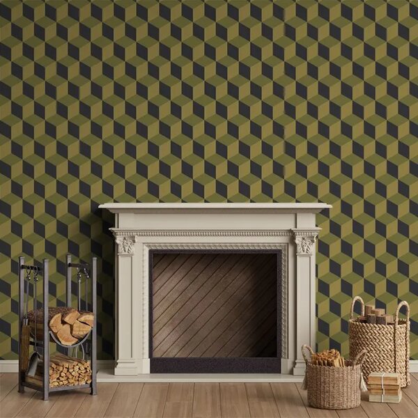 VLADILA Black And Yellow Cube - tapeta