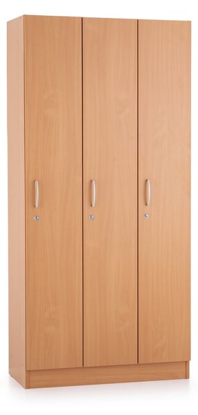 Drevená šatníková skrinka Visio - 3 oddiely, 90 x 42 x 190 cm, buk