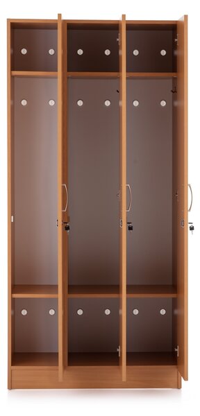 Drevená šatníková skrinka Visio - 3 oddiely, 90 x 42 x 190 cm, buk
