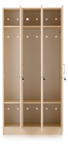 Drevená šatníková skrinka Visio - 3 oddiely, 90 x 42 x 190 cm, javor