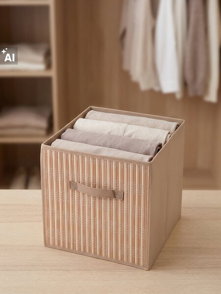 Sinsay - Úložný box s bambusovým predkom - béžová