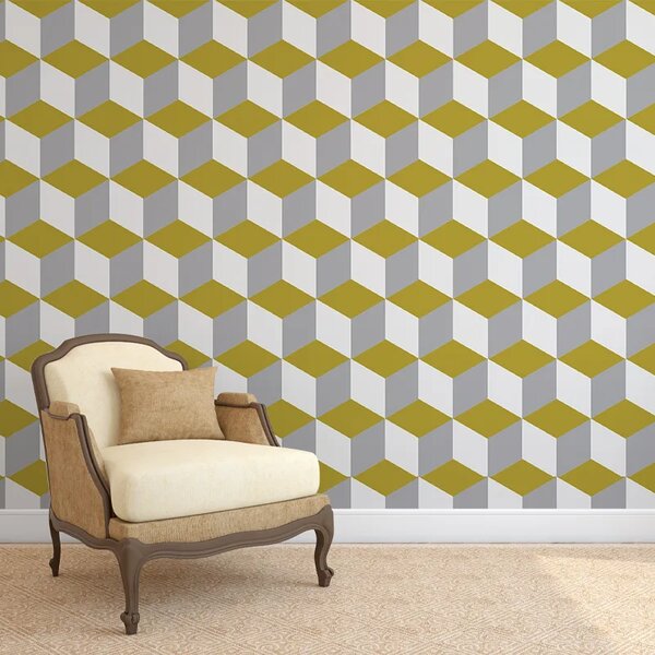 VLADILA Yellow And White Cube - tapeta