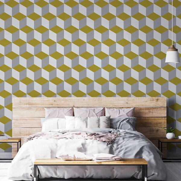 VLADILA Yellow And White Cube - tapeta