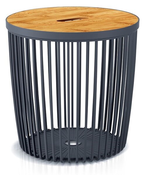 Univerzálny kôš s bambusovým vekom, 100 l, prírodné drevo / antracit