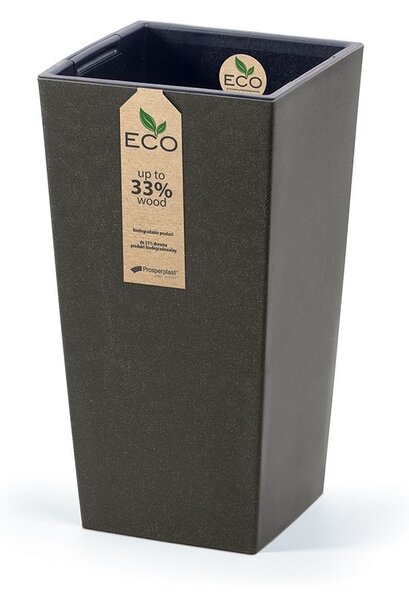 Kvetináč ECO WOOD, 24 cm, hranatý, tmavo hnedá