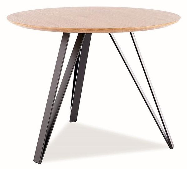 Jedálenský stôl Tetis, priemer 100 cm, dub / čierna