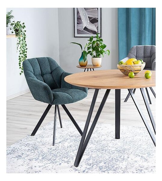 Jedálenský stôl Tetis, priemer 100 cm, dub / čierna